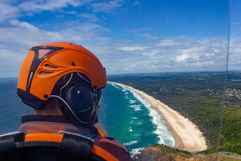 头飞行员旋翼机wategoes海滩背景<strong>拜伦湾</strong>昆士兰澳大利亚
