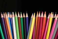 集彩色的铅笔文具很多色彩斑斓的铅笔表格画视觉艺术包