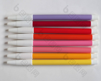 紫色的红色的粉红色的黄色的感觉提示笔