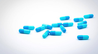 蓝色的抗生素胶囊药片传播白色背景抗生素药物电阻制药行业<strong>医疗</strong>保健医学概念健康预算概念胶囊制造业行业