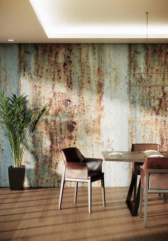 现代难看的东<strong>西餐</strong>厅房间室内设计难看的东西墙风格木地板上渲染背景