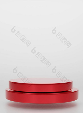 红色的几何圆形背景垂直图像显示讲台上原型简单的讲台上商业产品概念白色背景呈现