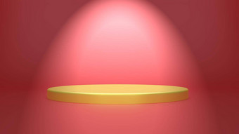 金几何球背景简单的讲台上原型托盘显示商业产品概念场景红色的背景呈现