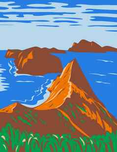 通道岛屿国家公园南部加州海岸曼联州水渍险海报艺术