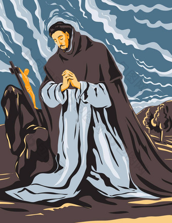 格列柯多梅尼科斯西奥托科普洛斯艺术作品圣多米尼克祈祷约水渍险海报艺术