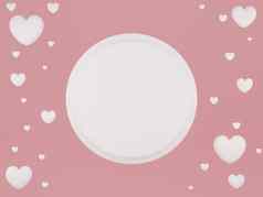 情人节一天概念白色心气球粉红色的白色背景呈现