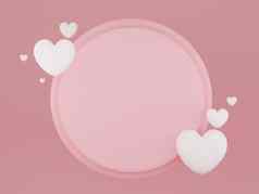 情人节一天概念白色心气球横幅粉红色的背景呈现