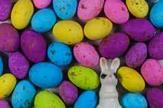 斑点糖果蛋填满复活节兔子