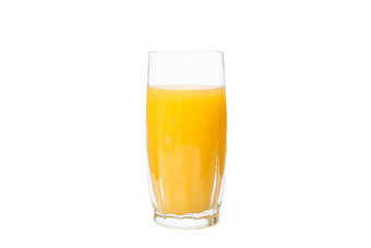 玻璃新鲜的橙色汁孤立的白色背景新鲜的自然喝