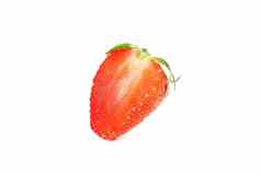 一半草莓孤立的白色背景夏天甜蜜的水果浆果