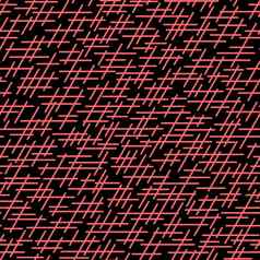 随机穿越行使模式混乱的短行无缝的模式芯片棒现代可重复的主题好打印纺织织物背景包装纸粉红色的黑色的颜色