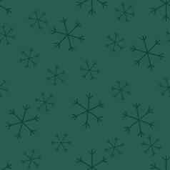 无缝的圣诞节模式涂鸦手随机画雪花包装纸礼物有趣的纺织织物打印设计装饰食物包装背景一年光栅复制绿色黑色的