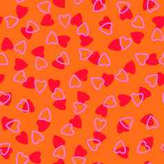 简单的心无缝的模式没完没了的混乱的纹理使小心轮廓情人节母亲一天背景伟大的复活节婚礼剪贴簿礼物包装纸纺织品红色的粉红色的橙色
