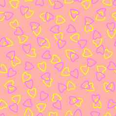 简单的心无缝的模式没完没了的混乱的纹理使小心轮廓情人节母亲一天背景伟大的复活节婚礼剪贴簿礼物包装纸纺织品淡紫色黄色的桃子