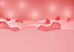 摘要爱背景粉红色的心形状的波形状模糊情人节一天问候卡呈现插图