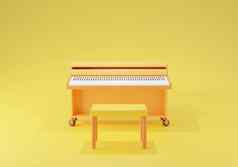 呈现计划色彩斑斓的黄色的椅子黄色的背景生活音乐玩音乐会概念