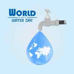世界水一天水利用地球全球内部水下降蓝色的背景