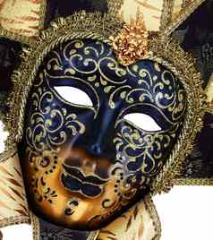 黑色的黄金威尼斯狂欢节面具关闭