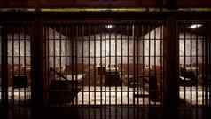监狱空关闭细胞视图古老的监狱呈现