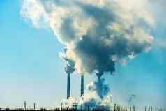 吸烟工厂烟囱环境问题污染环境空气大城市气候改变生态全球气候变暖天空烟雾缭绕的有毒物质烟尘工厂