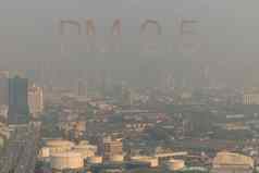 空中视图灰尘曼谷城市完整的有害的灰尘坏空气污染的地方风险呼吸癌症