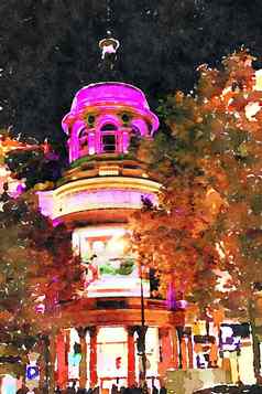 历史建筑中央巴黎晚上秋天