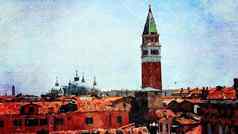 视图塔屋顶大教堂威尼斯阳台历史建筑历史中心