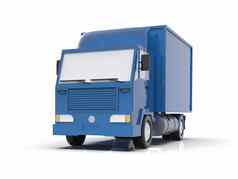 蓝色的玩具商业交付卡车白色背景