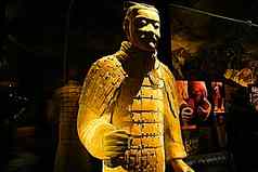 数字绘画风格代表雕像古老的中国人战士