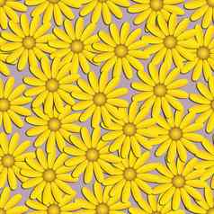 美丽的现代背景无缝的模式黄色的洋甘菊花减少纸花时尚有创意的壁纸时尚的自然春天夏天背景