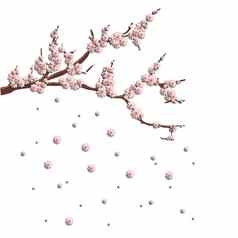 粉红色的樱桃花朵分支时尚的有创意的壁纸