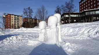 艺术冰雕塑广场雪中心基律纳北部瑞典冬天