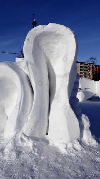 艺术<strong>冰雕</strong>塑广场雪中心基律纳北部瑞典冬天