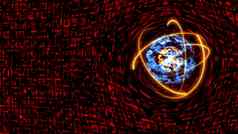 量子光红色的核心未来主义的电脑动画
