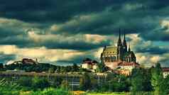 图标布尔诺城市的古老的教堂城堡斯皮尔伯克捷克共和国欧洲Hdr照片