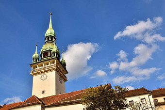 城市布尔诺捷克共和国欧洲门城市大厅照片美丽的体系结构<strong>旅游</strong>吸引力注意塔<strong>旅游</strong>信息中心