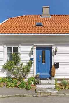 传统的木房子老历史区域城市斯塔万格Rogaland挪威