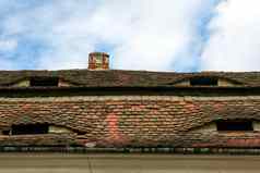 罗马尼亚陶瓷瓦屋顶砖烟囱电视天线