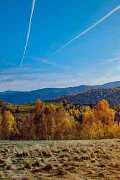 美丽的秋天风景罗马尼亚山