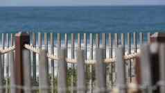 夏天波海滩加州海岸线美国太平洋海洋海岸哨栅栏海海岸