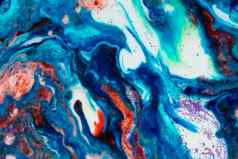 背景丙烯酸蓝色的红色的行闪光色彩斑斓的大理石纹理流体液体大理石艺术图片“先锋创造力