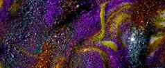 路径五彩缤纷的丙烯酸背景卷发撒紫色的黄金亮片当代创造力色彩斑斓的“先锋绘画丰富的纹理背景使形状材料