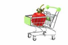 超市电车草莓白色背景出售浆果