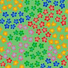 无缝的模式开花日本樱桃樱花织物包装壁纸纺织装饰设计邀请打印礼物包装制造业彩色的花绿色黄色的