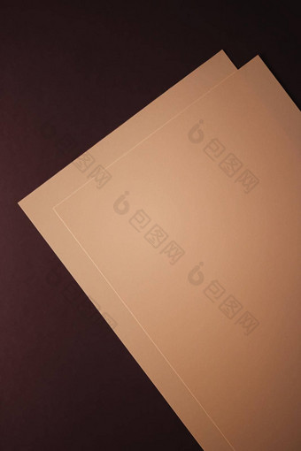 空白纸米色黑暗背景办公室文具平铺奢侈品品牌平躺品牌身份设计模型