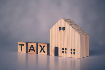 木块多维数据集税词首页模型真正的房地产财产金融规划金融投资住宅税预算税收业务概念