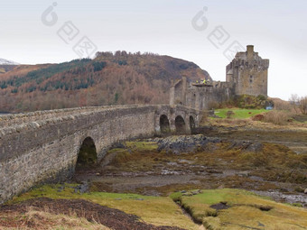 2月岛斯凯岛苏格兰Eilan当娜城堡