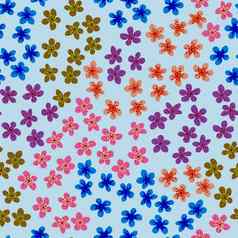 无缝的模式开花日本樱桃樱花织物包装壁纸纺织装饰设计邀请打印礼物包装制造业彩色的花Azure背景