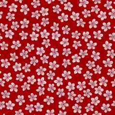 无缝的模式开花日本樱桃樱花织物包装壁纸纺织装饰设计邀请打印礼物包装制造业粉红色的花红色的背景