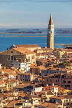 威尼斯全景空中视图红色的屋顶葡萄园意大利空中视图威尼斯城市意大利威尼斯受欢迎的旅游目的地欧洲威尼斯意大利